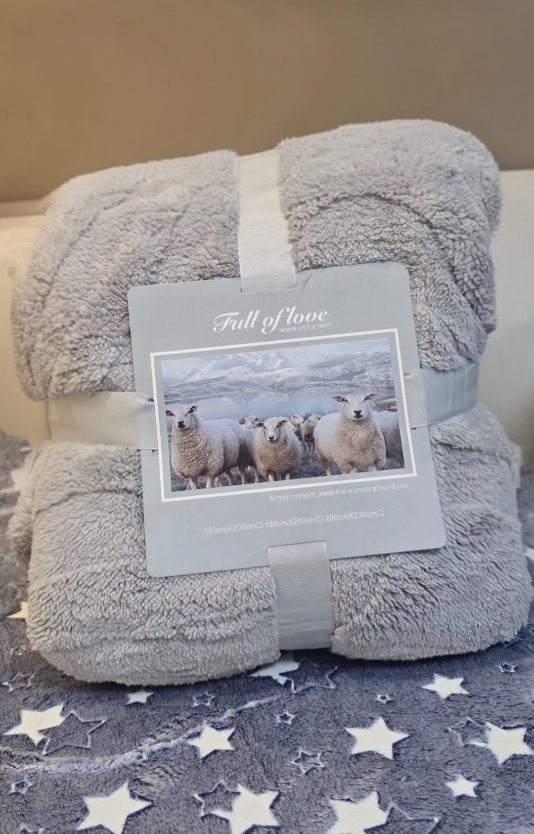 پتو گیس بافت پشت تدی گوسفندی دو نفره طوسی